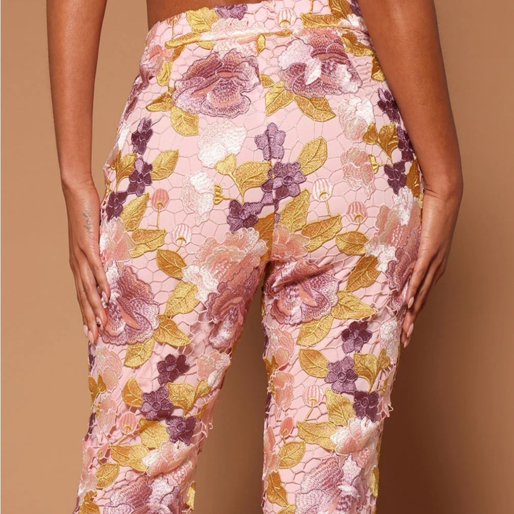 Fashion Nova Pink and Yellow Floral pantsuit - Picture 8 of 11